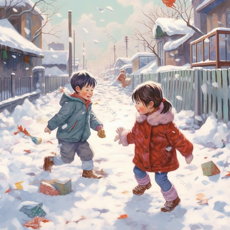 可爱小孩子大雪天节日节气插画背景,插画/手绘图,插画/手绘图库,插画/手绘图下载,插画/手绘